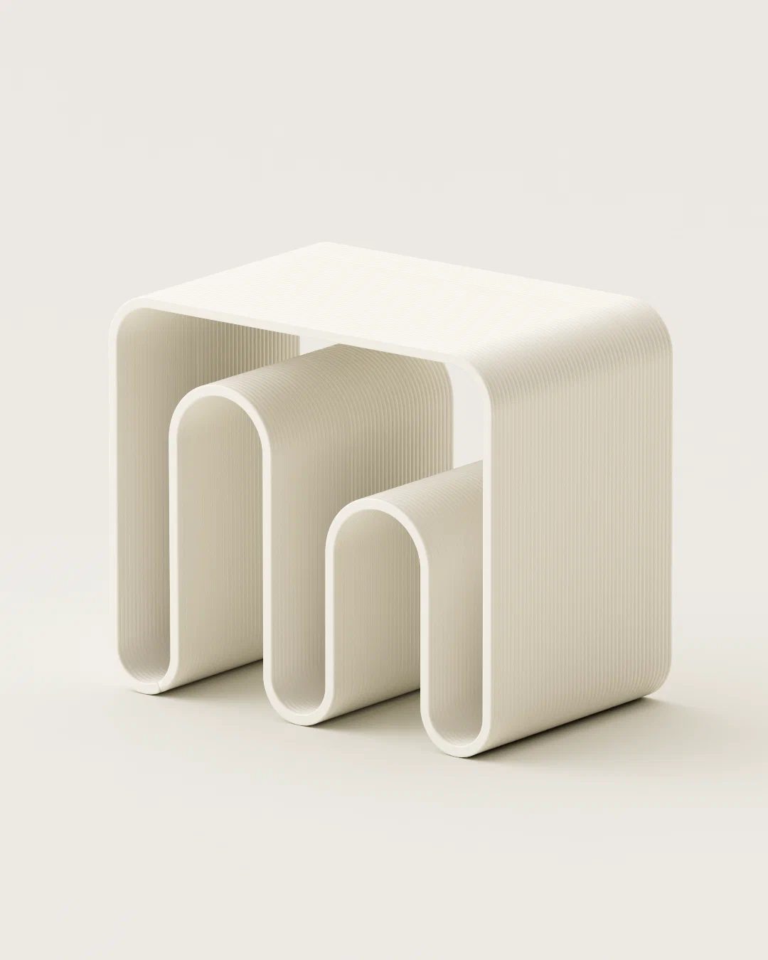 EBKINS stool, cream, three-dimensional wave form