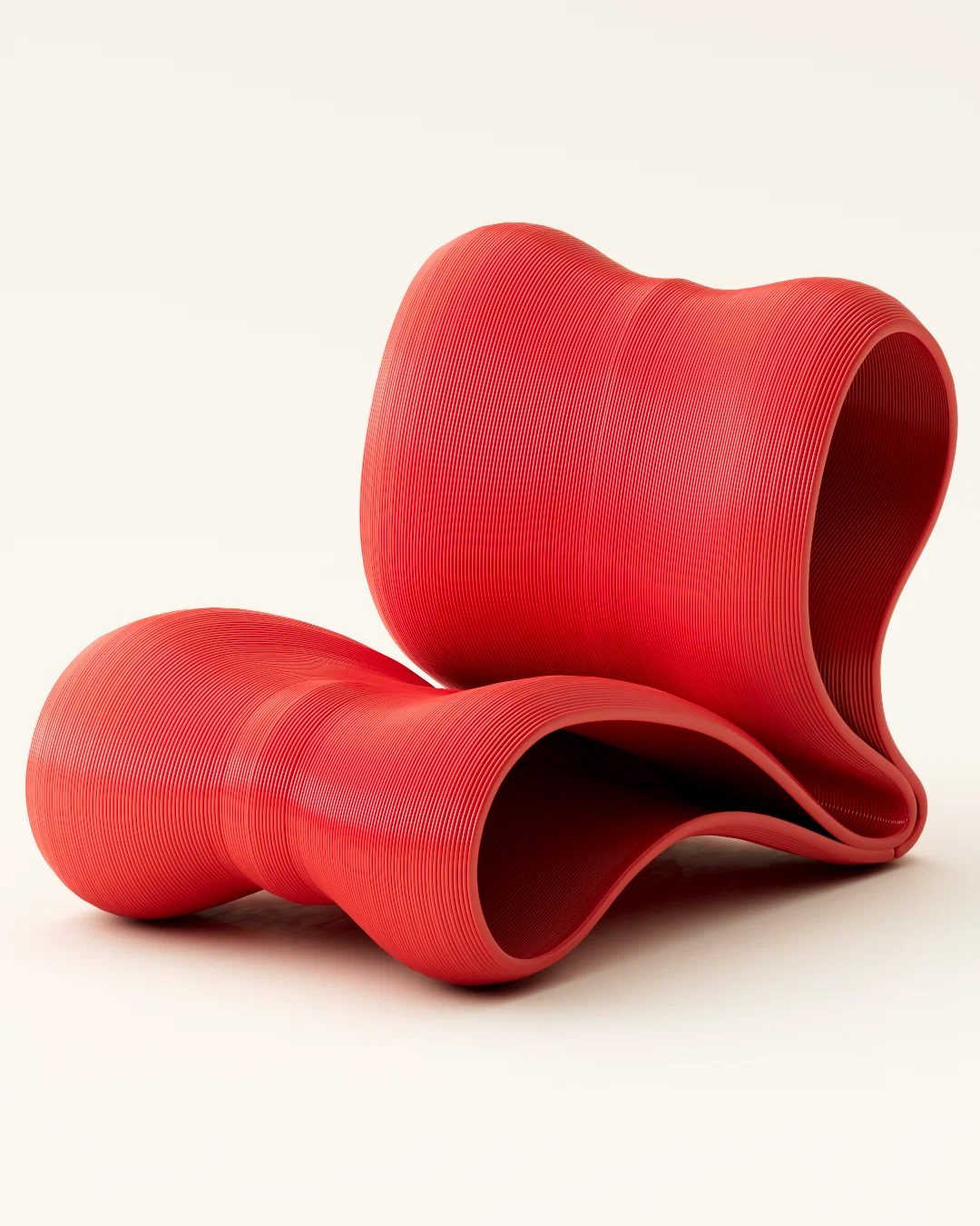 EBUCHO lounge armchair, red, inspired by a lily bud in bloom